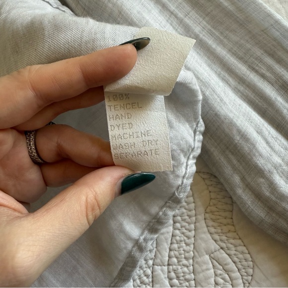 CP Shades Light Gray Ruffle-Front Linen Button-Up Top - Picture 6 of 12